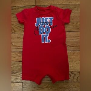 Nike | short sleeve red romper | baby boy 9mo